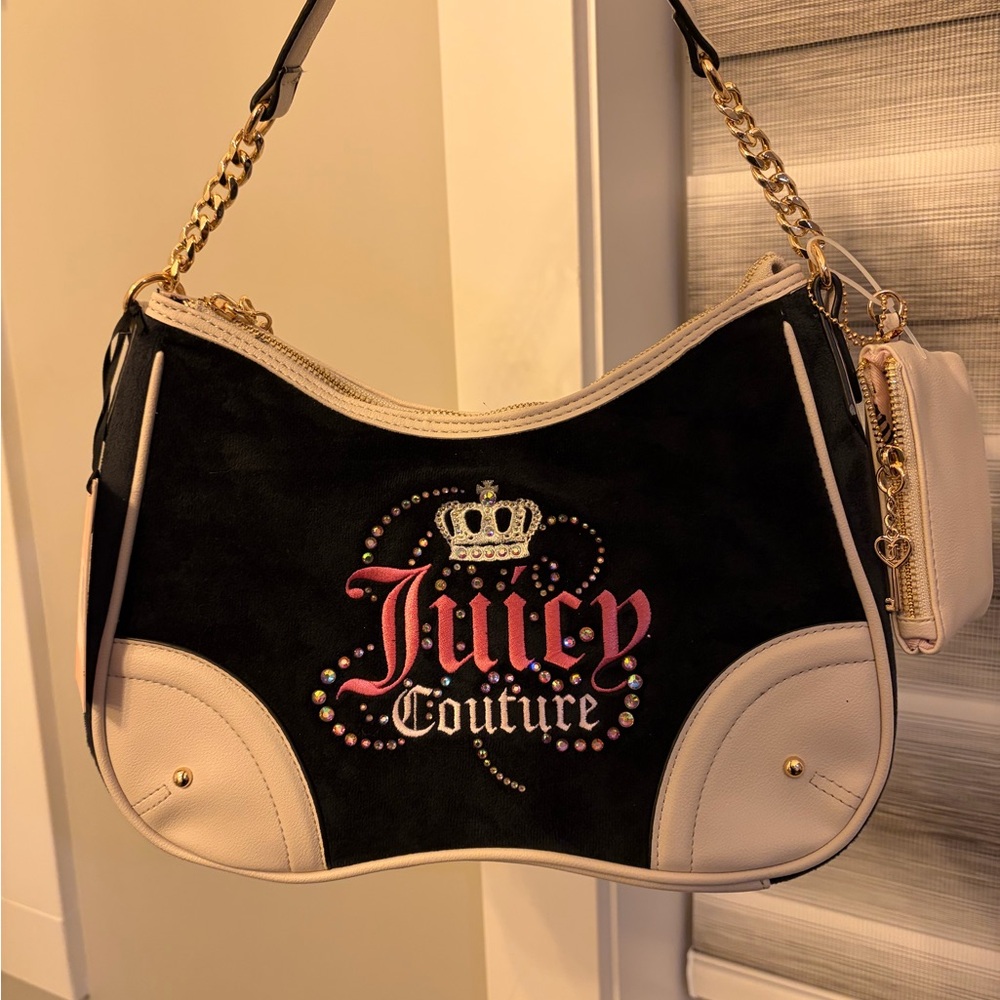 Juicy Couture Black and Pink Shoulder Bag